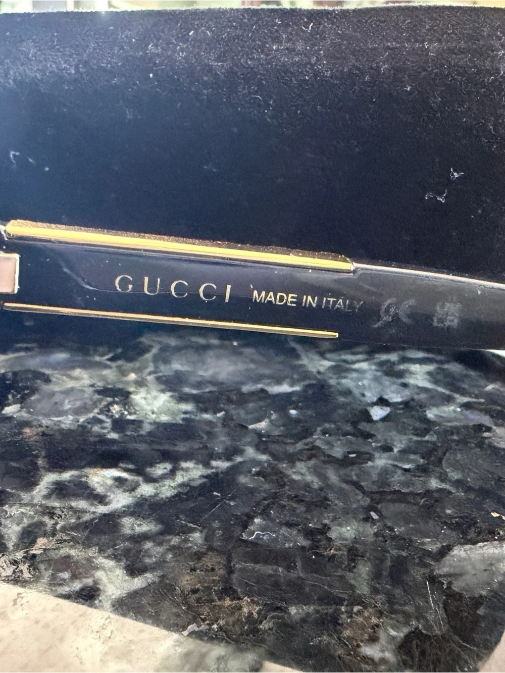 Gucci Black and Gold Sunglasses Temple Arm